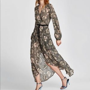 Limited Edition Zara long wrap dress embroidered